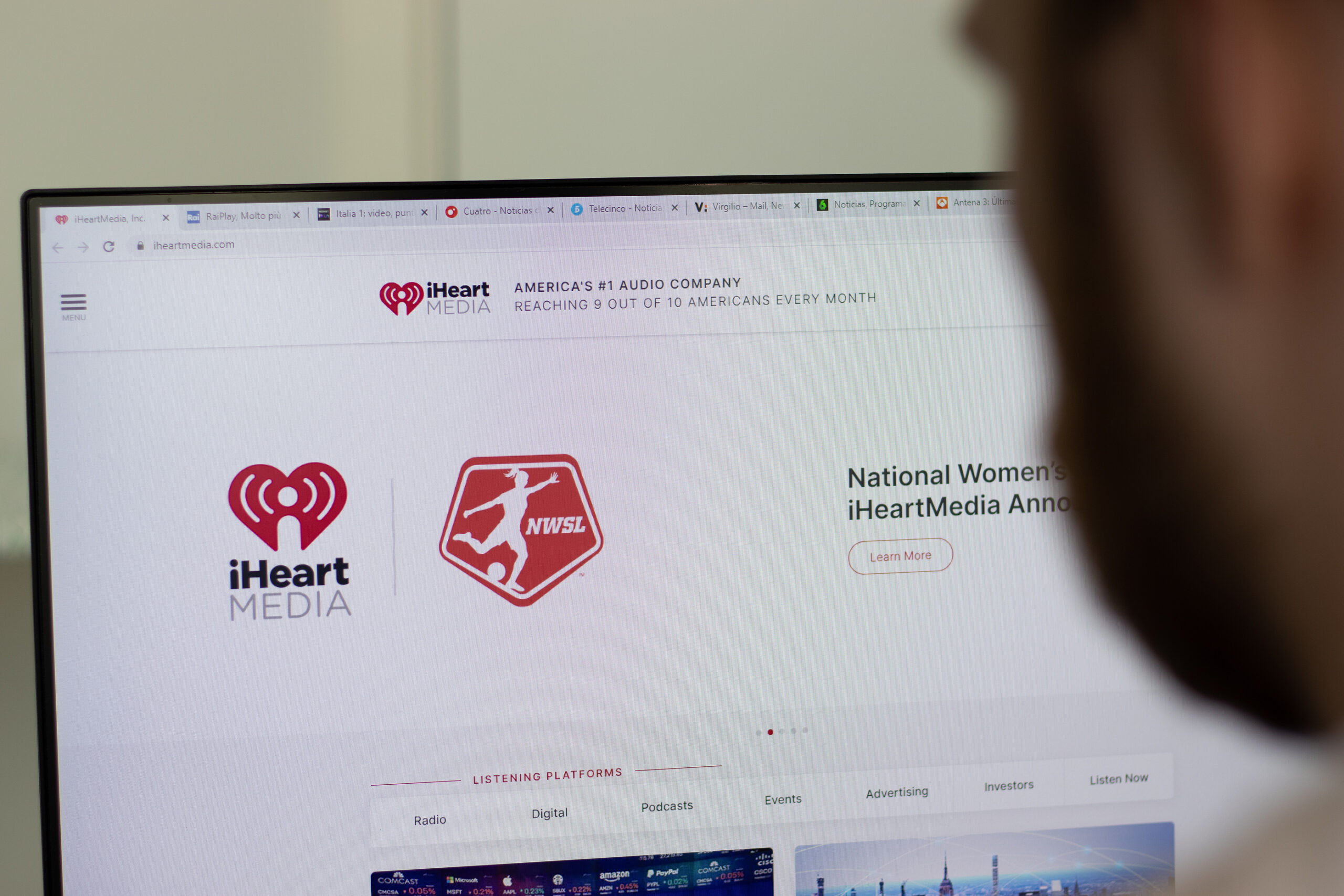 iHeartMedia website open on a browser on a desktop computer